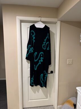 Dressed in LALA Black Maxi Dress with Green Dinos